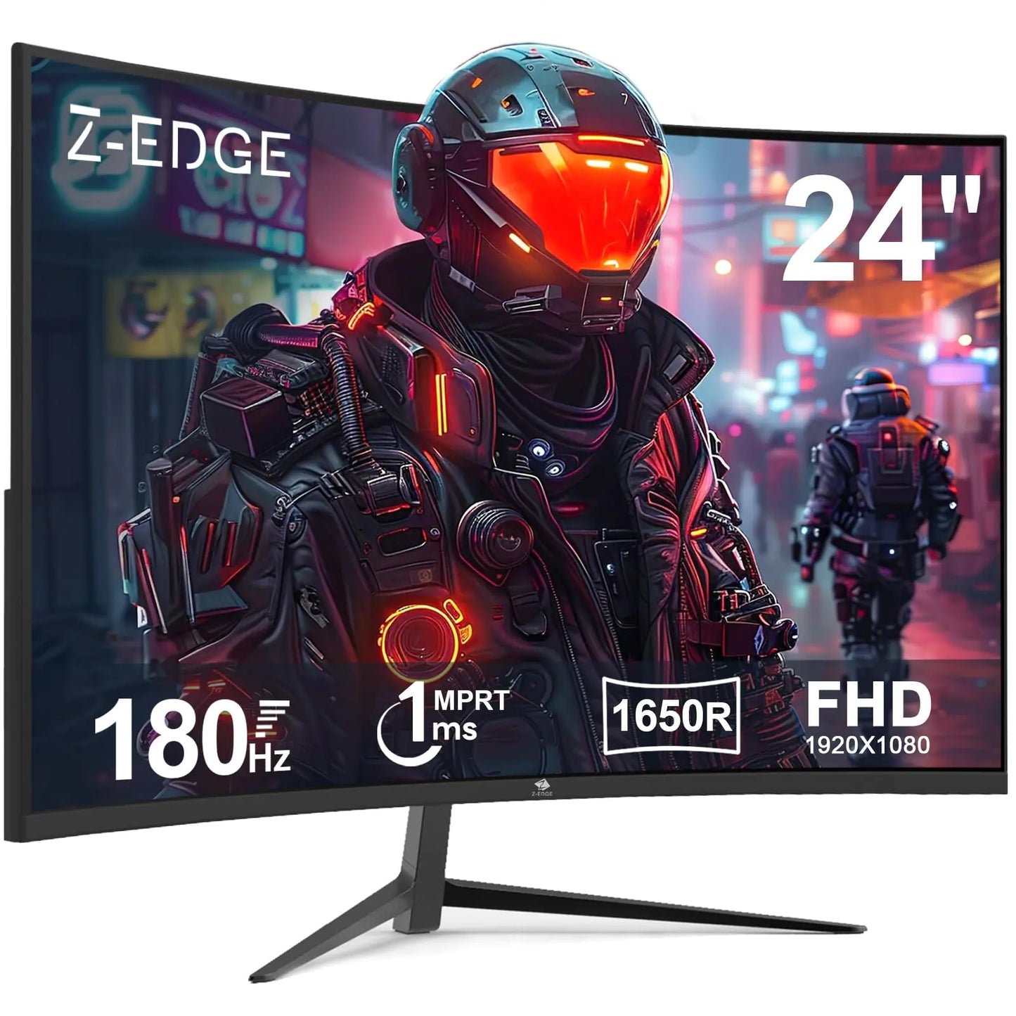 Monitor Professional Gaming Curvado Z-Edge de 24 Pulgadas, Tasa de Refresco de 180Hz, 1ms MPRT, Monitor FHD 1080 para Juegos, Curvatura R1650 UG24 con AMD Freesync Premium