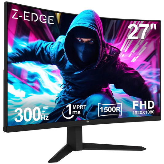 Monitor Gaming Curvo Z-Edge de 27 pulgadas, 300Hz, 1ms, 16:9 FHD 1080P, Monitor Curvo Sin Bordes UG27S con FreeSync y Cuidado Ocular, 2×Puerto de Pantalla, 2×HDMI